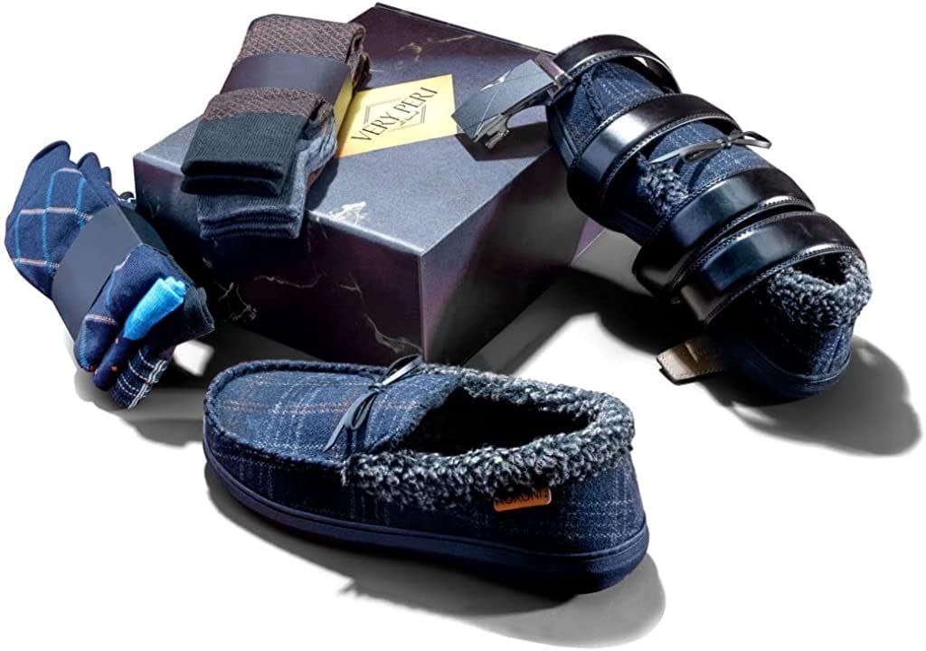 VERY PERI Luxury Curated Gift Box for Him Gift Box for Men from The Heart Men Pamper Gift Box for Special Occasions Assorted Gift Box with Slippers, Socks, Belt & Message Gift Card Multi