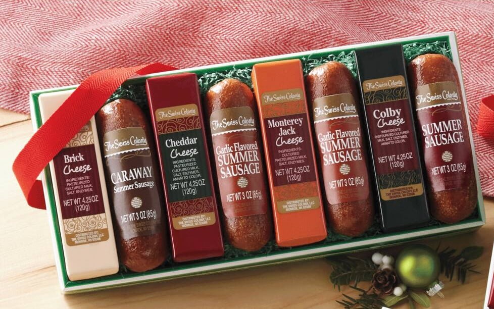 The Swiss Colony Sausage & Cheese Bars - Assorted Cheese and Summer Sausage Gift Box of 8