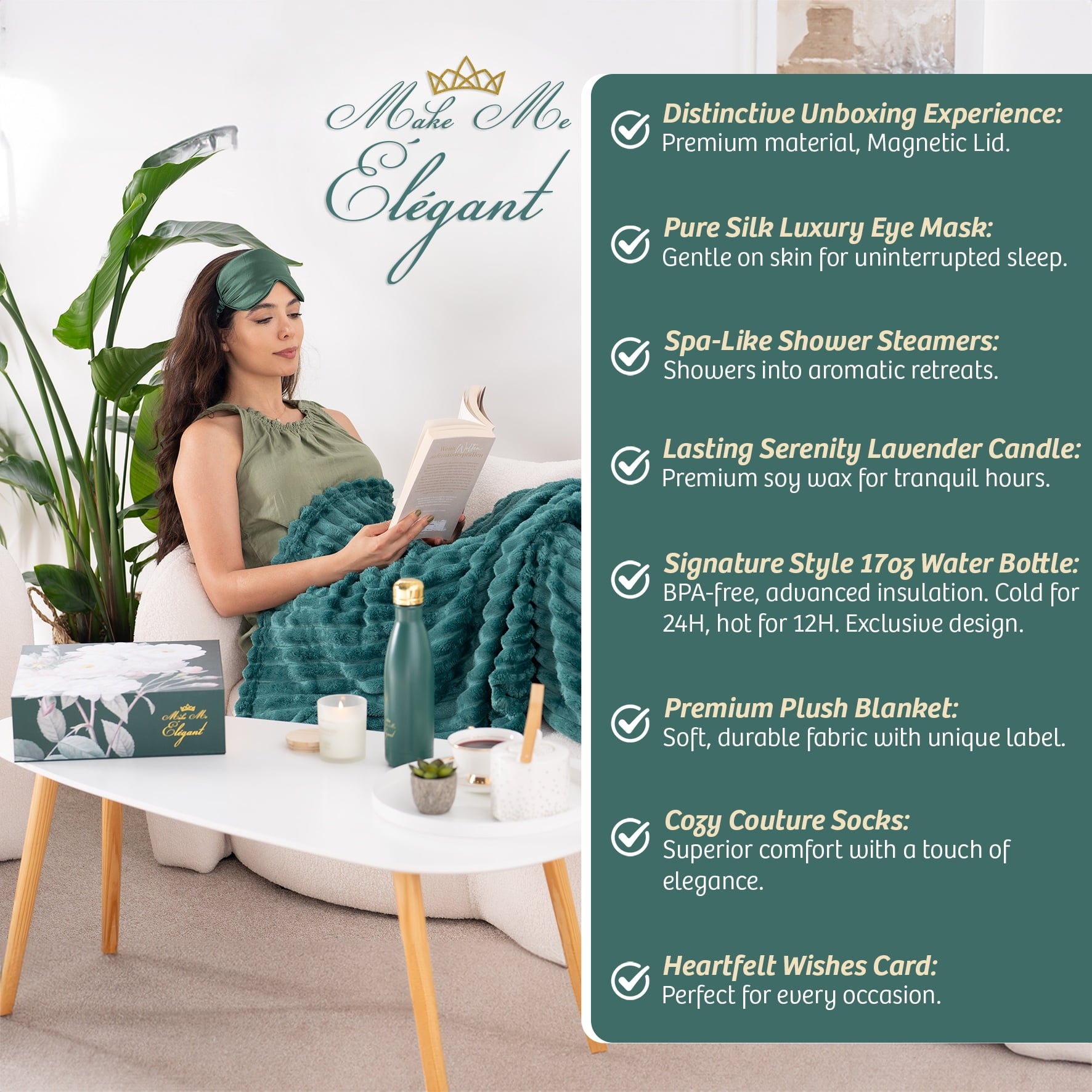 Make Me Elegant Relaxing SPA Box, Self Care Spa Gift Basket, Beauty Birthday Gift for Her, Mother’s Day Gift Idea