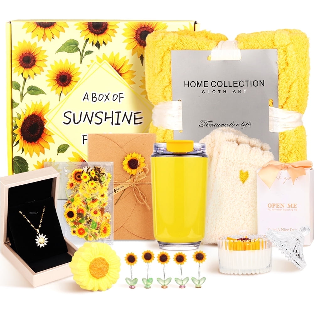10pcs Sunflower Themed Gift Set for Women Self Care Gift Basket for Her Best Friend Cheer Up Birthday Gifts Teacher Gifts  Christmas Gifts