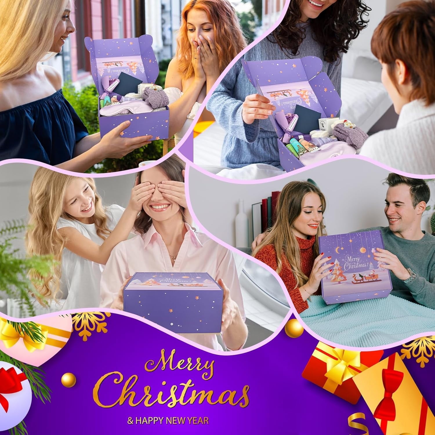 Christmas Gift Baskets, Christmas Gifts for Women, Coworkers, Girlfriend, Sister, Teacher, Unique Christmas Gifts Box for Women, Who Have Everything, Spa Gift Baskets for Women with Blanket