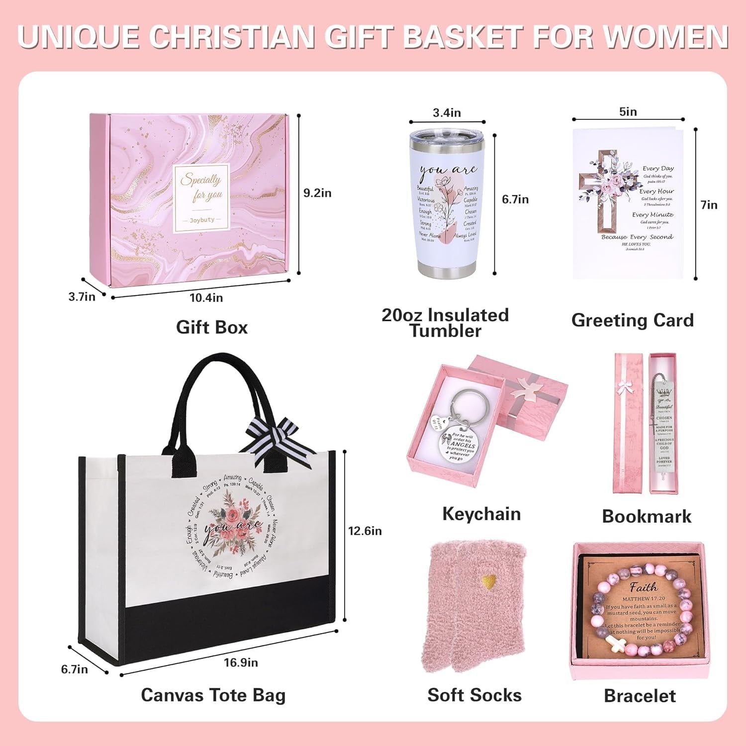 Christian Gifts for Women Faith, Inspirational Religious Gifts for Women, Catholic Spiritual Gifts, Faith Based Gift Baskets, Baptism Mothers Day Birthday Gift Set for Mom Sister Friend Wife