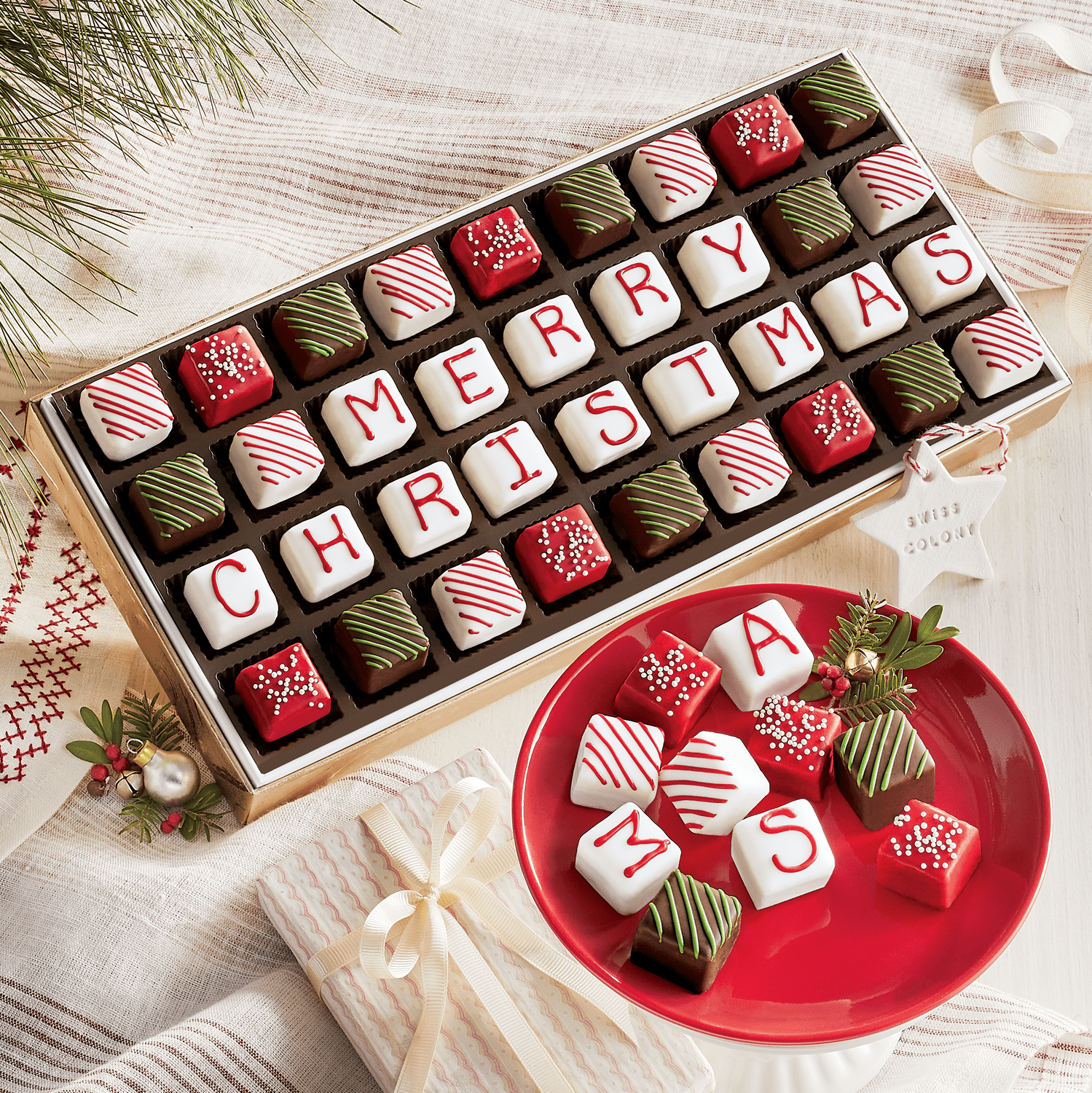 The Swiss Colony 27 Favorites and 36 'Merry Christmas' Petits Fours Christmas Gift Bundle