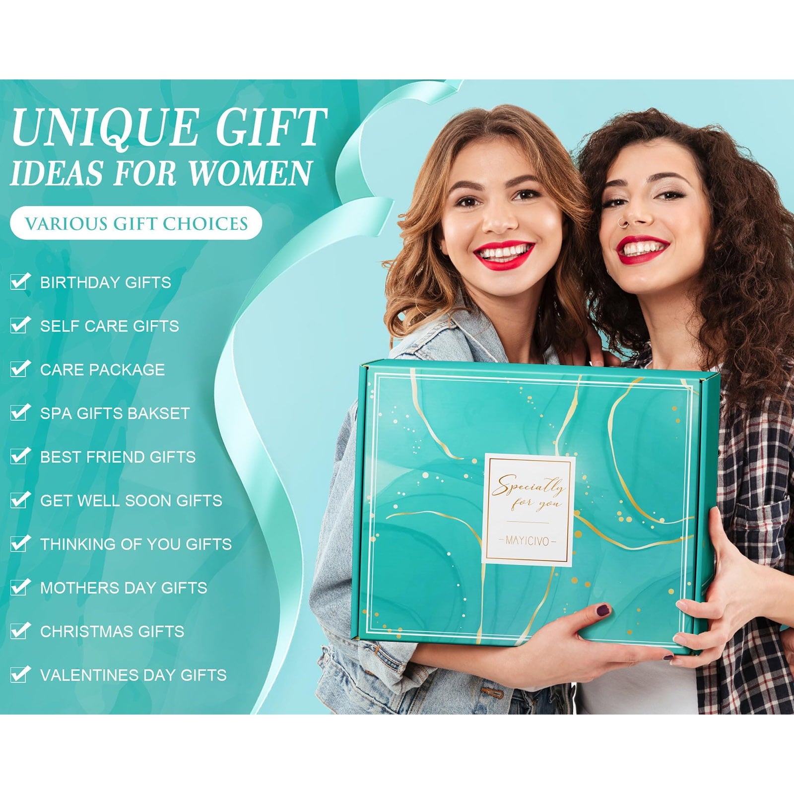 Gift Baskets for Women, 11 Pcs Self Care Gifts Get Well Soon Gifts, Ocean Relaxing Spa Bath Gifts Sets w/ Luxury Flannel Blanket, Mothers Day Gifts for Mom Her Wife Friends Sister Wife