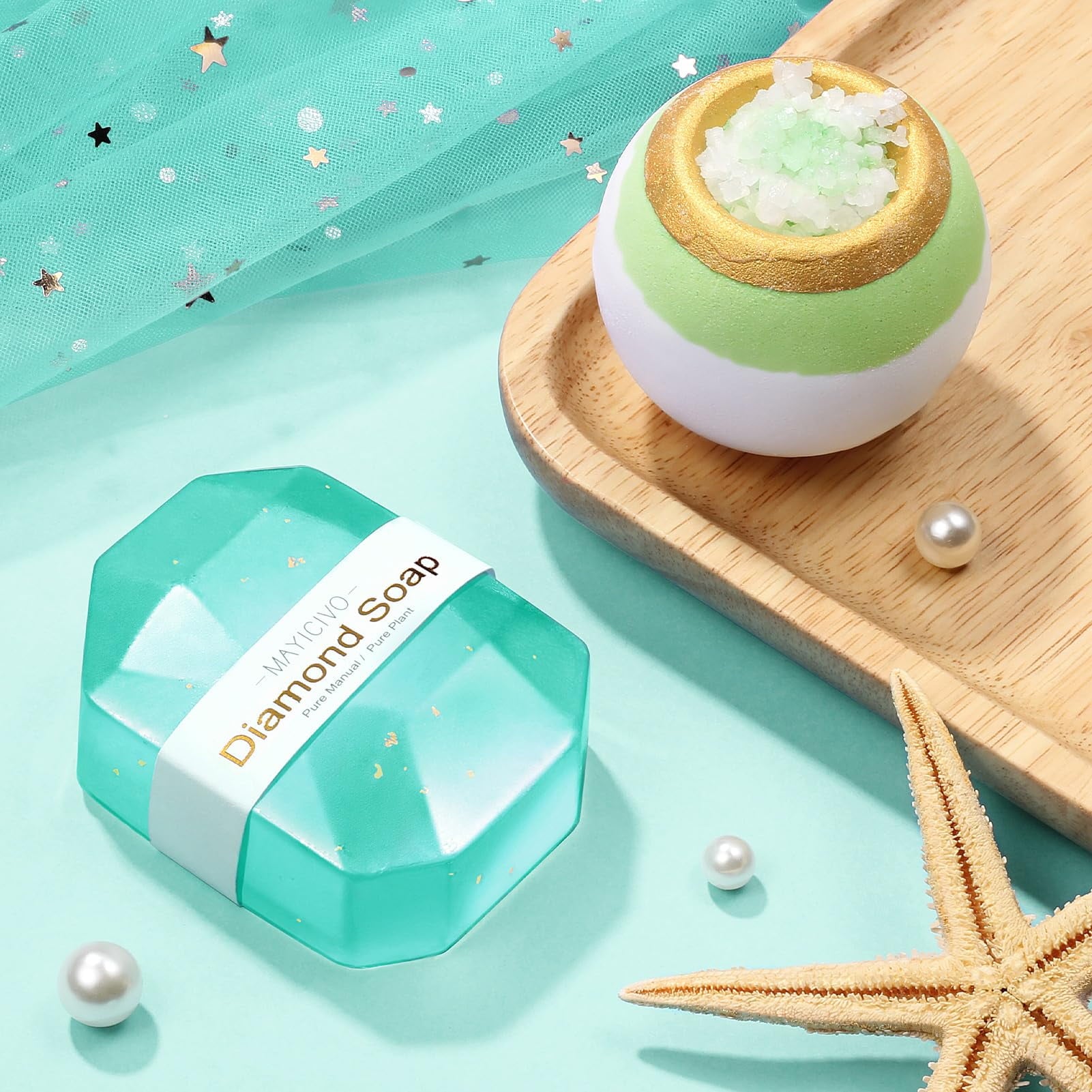 Gift Baskets for Women, 11 Pcs Self Care Gifts Get Well Soon Gifts, Ocean Relaxing Spa Bath Gifts Sets w/ Luxury Flannel Blanket, Mothers Day Gifts for Mom Her Wife Friends Sister Wife