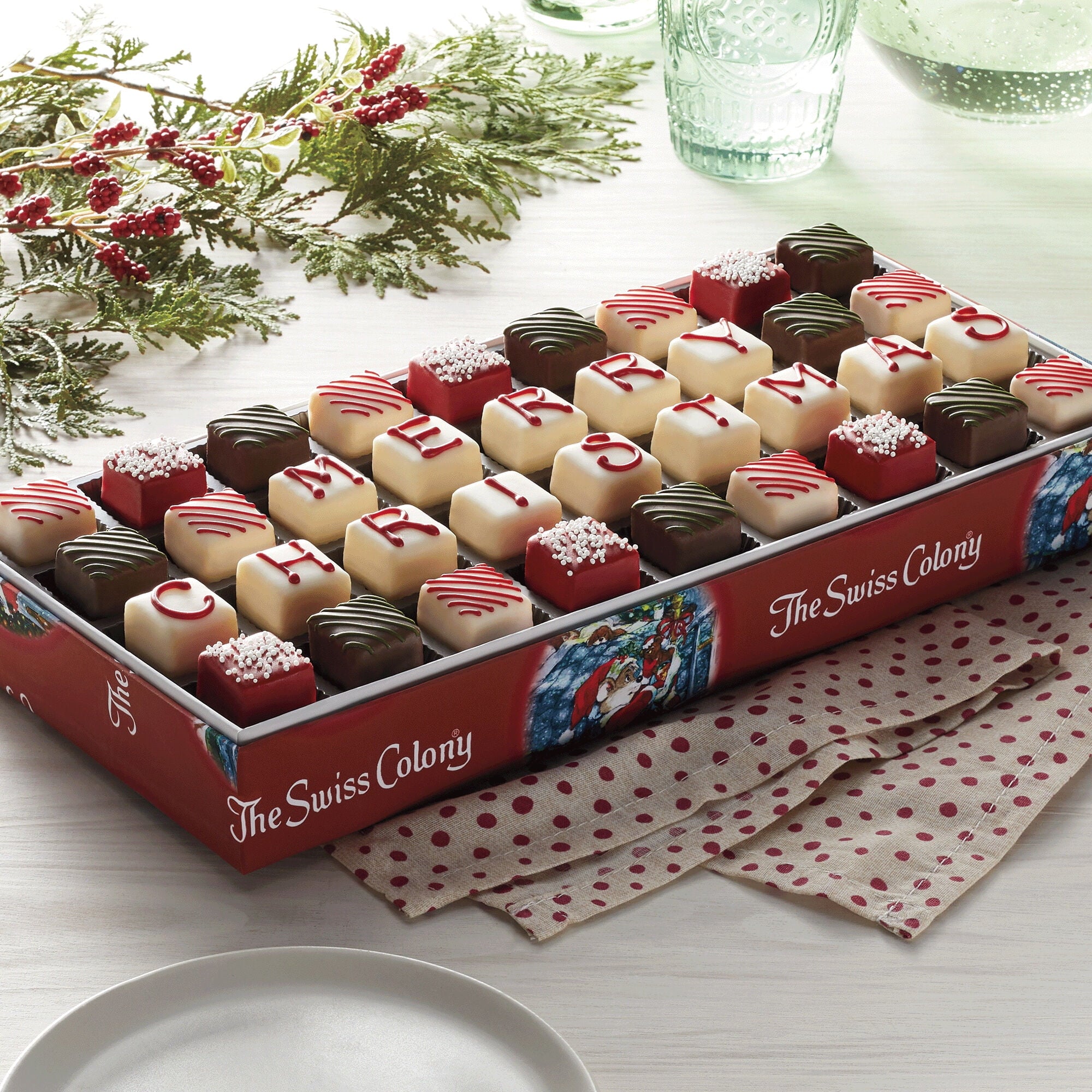 The Swiss Colony 27 Favorites and 36 'Merry Christmas' Petits Fours Christmas Gift Bundle