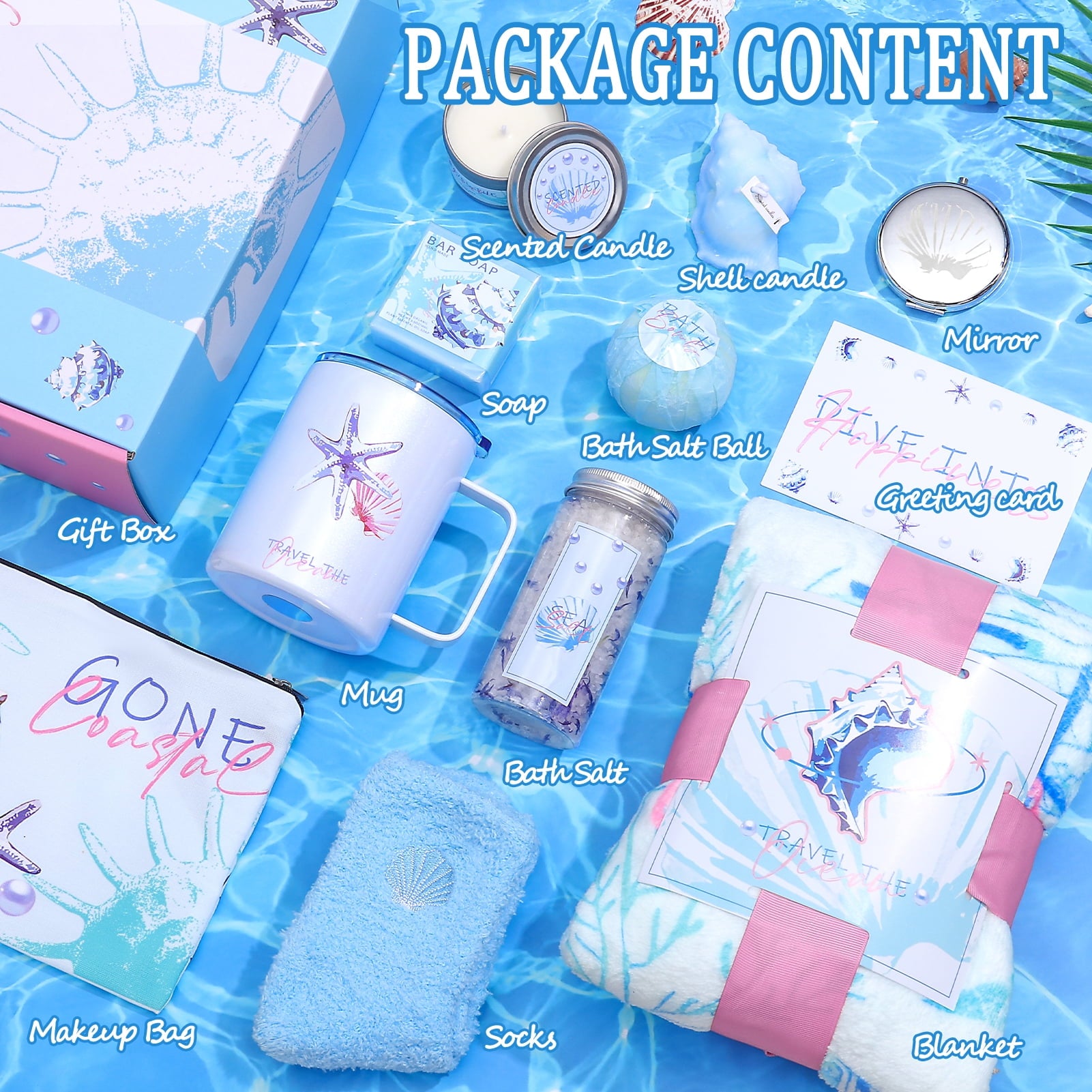 Blisscok Self Care Gifts for Women Get Well Soon Gift Baskets Care Package, Flannel Blanket Personalized, Feel Better Thinking of You Birthday Gifts for Mom Wife Grandma Friend Sister Her