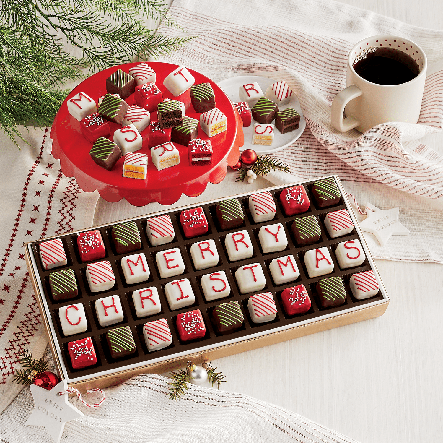 The Swiss Colony 27 Favorites and 36 'Merry Christmas' Petits Fours Christmas Gift Bundle
