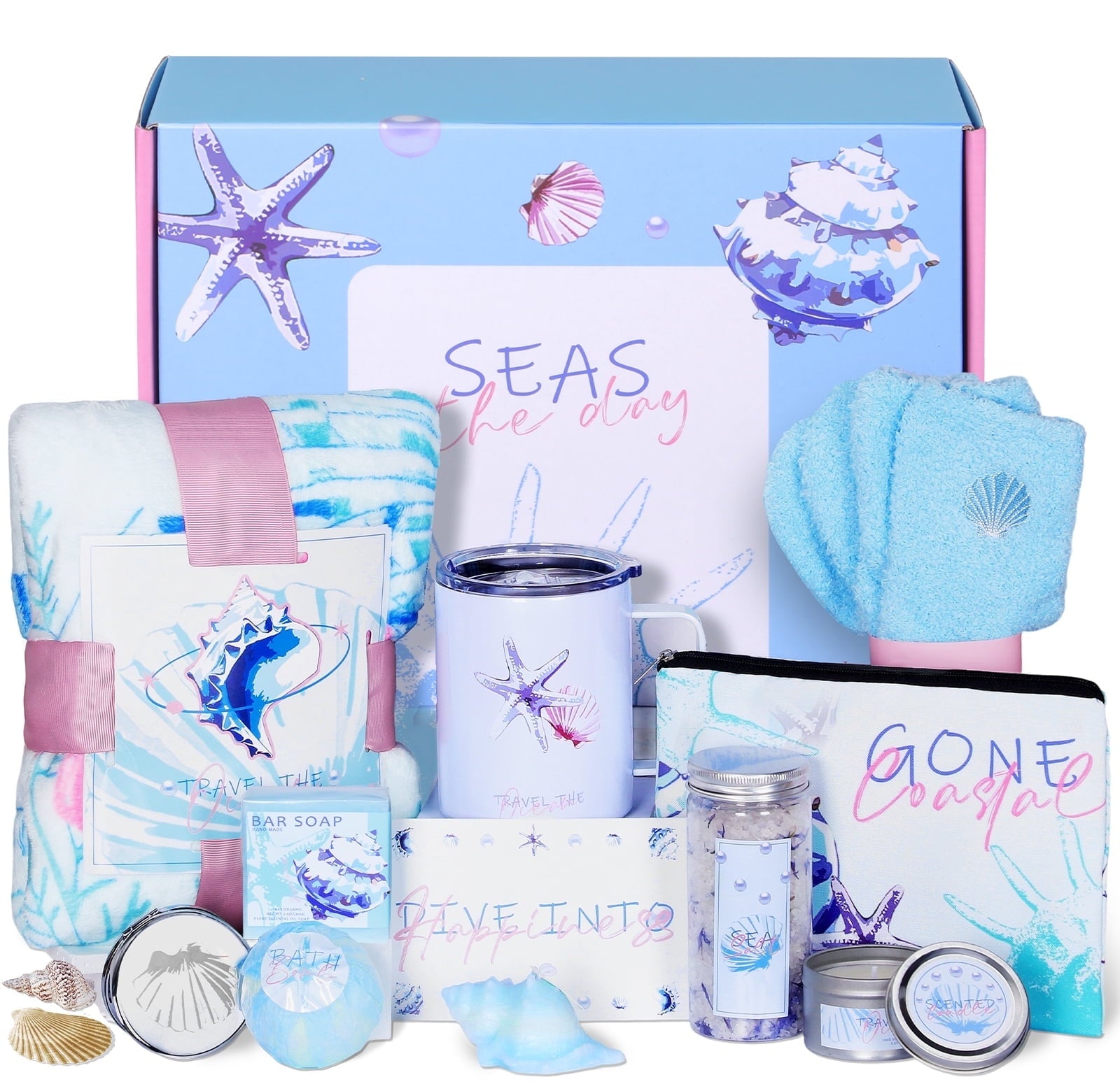 Blisscok Self Care Gifts for Women Get Well Soon Gift Baskets Care Package, Flannel Blanket Personalized, Feel Better Thinking of You Birthday Gifts for Mom Wife Grandma Friend Sister Her