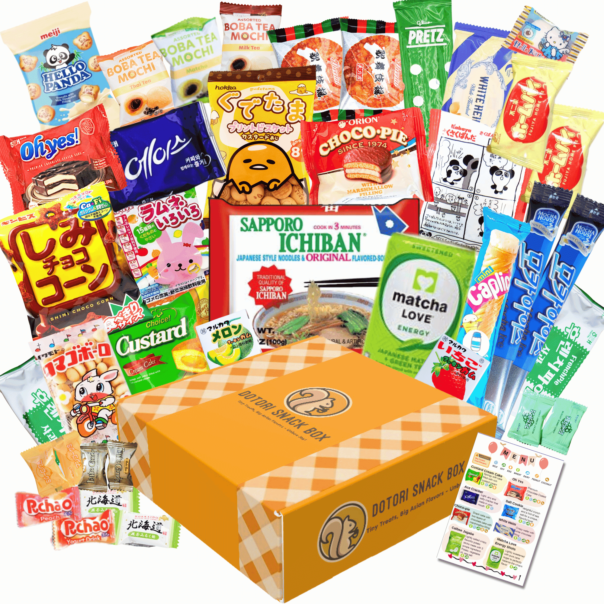 DOTORI SNACK BOX Korean Snacks Japanese Snack Box (40 counts) Asian Candy Sweet Savory Exotic Snacks Mystery Box, Care Package Bundle - Gift for Friends, Family, Loved Ones, Coworkers, Colleagues