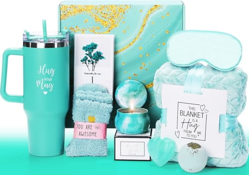 Gift Basket for Women, Best Birthday Gifts Set, Self Care Gift, Care Package, Get Well Soon Gift Box, Unique Ideas Spa Present Kit for Mom Girlfriend Her Sister Wife Friends Woman (Ocean)