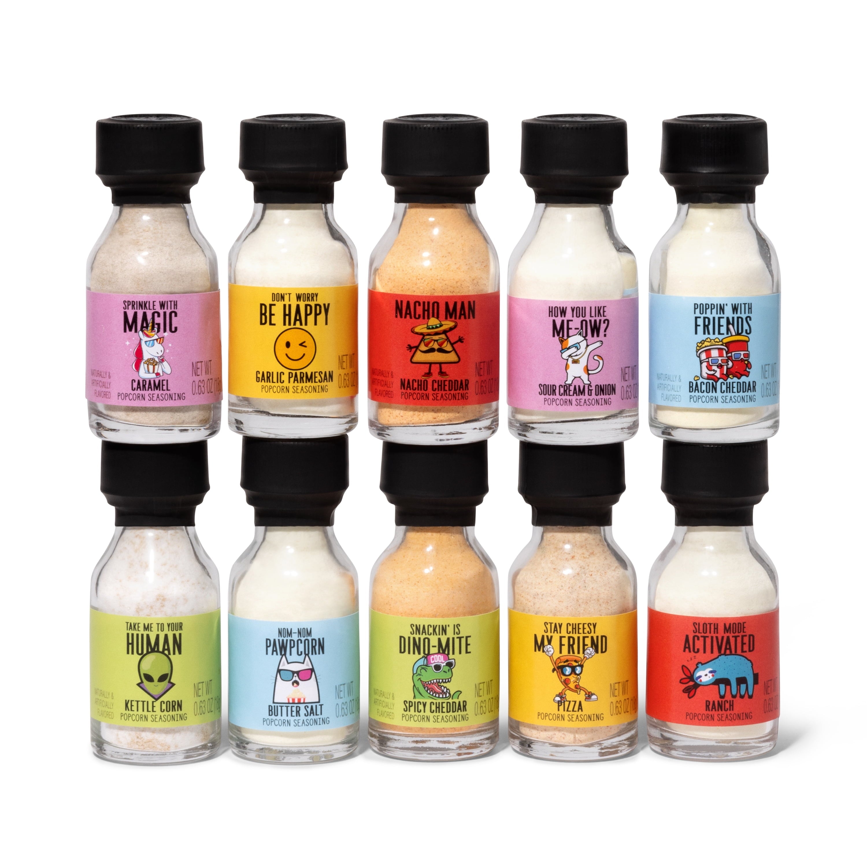 Thoughtfully Gourmet Popcorn Seasoning Variety Pack, Party Sampler Gift Set, 10 Count