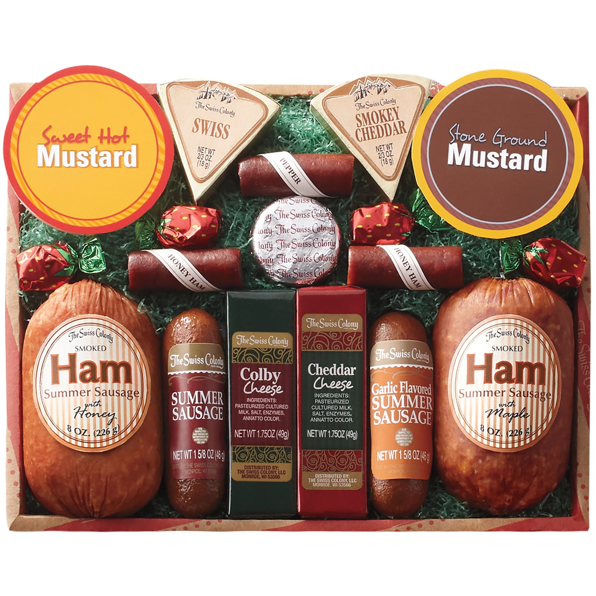The Swiss Colony 14 Country Favorites Gift Box with Meats, Cheeses, Mustards & Candies, 1 lb. 13.75 oz