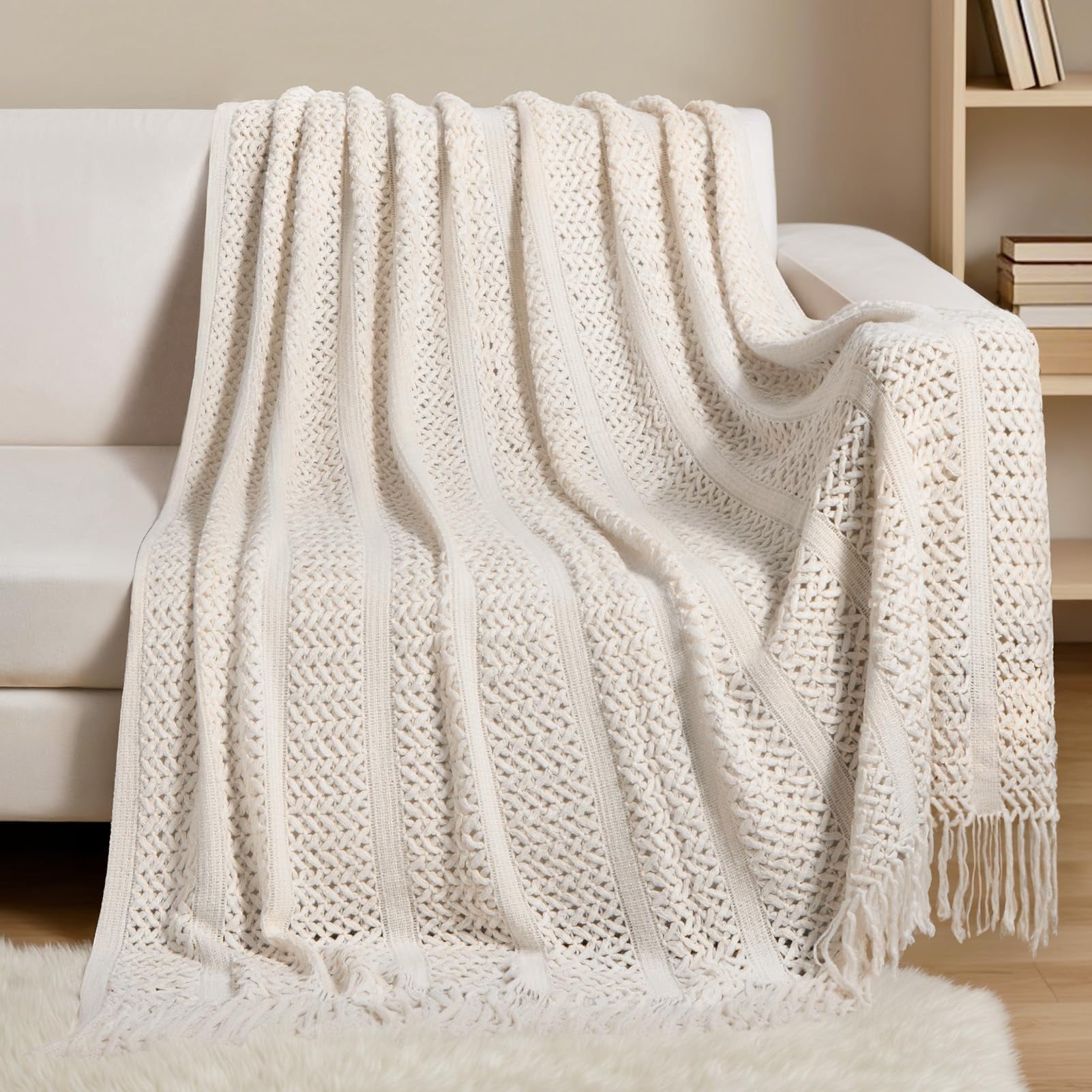 Gift Baskets for Women, 8 Pcs Self Care Gifts for Women Get Well Soon Gifts, Birthday Gifts for Women, Relaxing Spa Gifts Care Package w/ Blanket, Sympathy Gift Baskets for Mother's Day (Lvory)