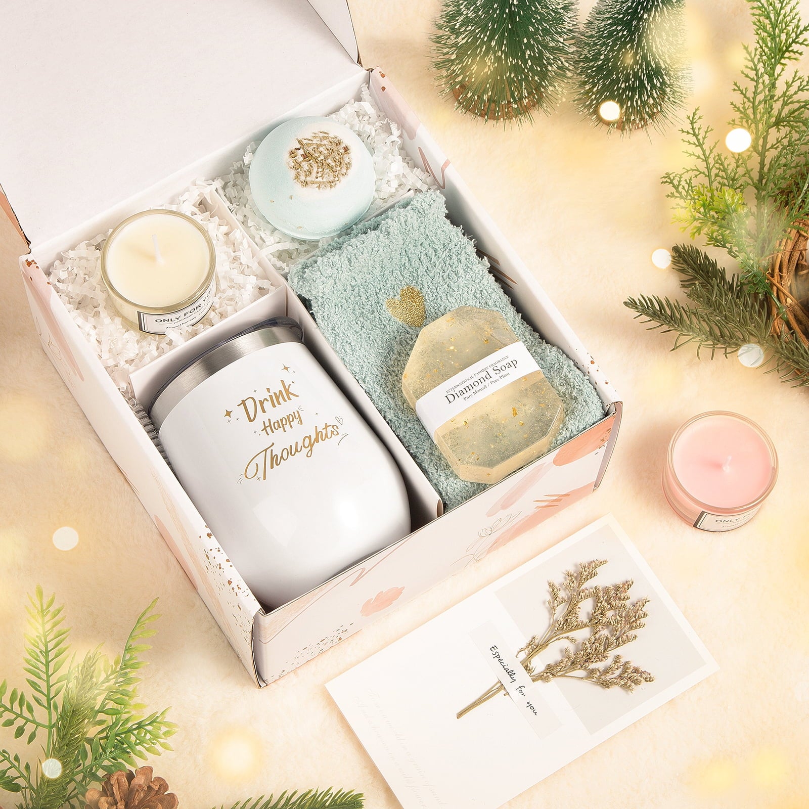 Gift Baskets for Women, 8 Pcs Spa Basket Set,  Birthday Gift for Women,  Christmas Gift Set, and Valentine's Day Gift, Beauty Holiday Birthday Gifts Idea for Her, White