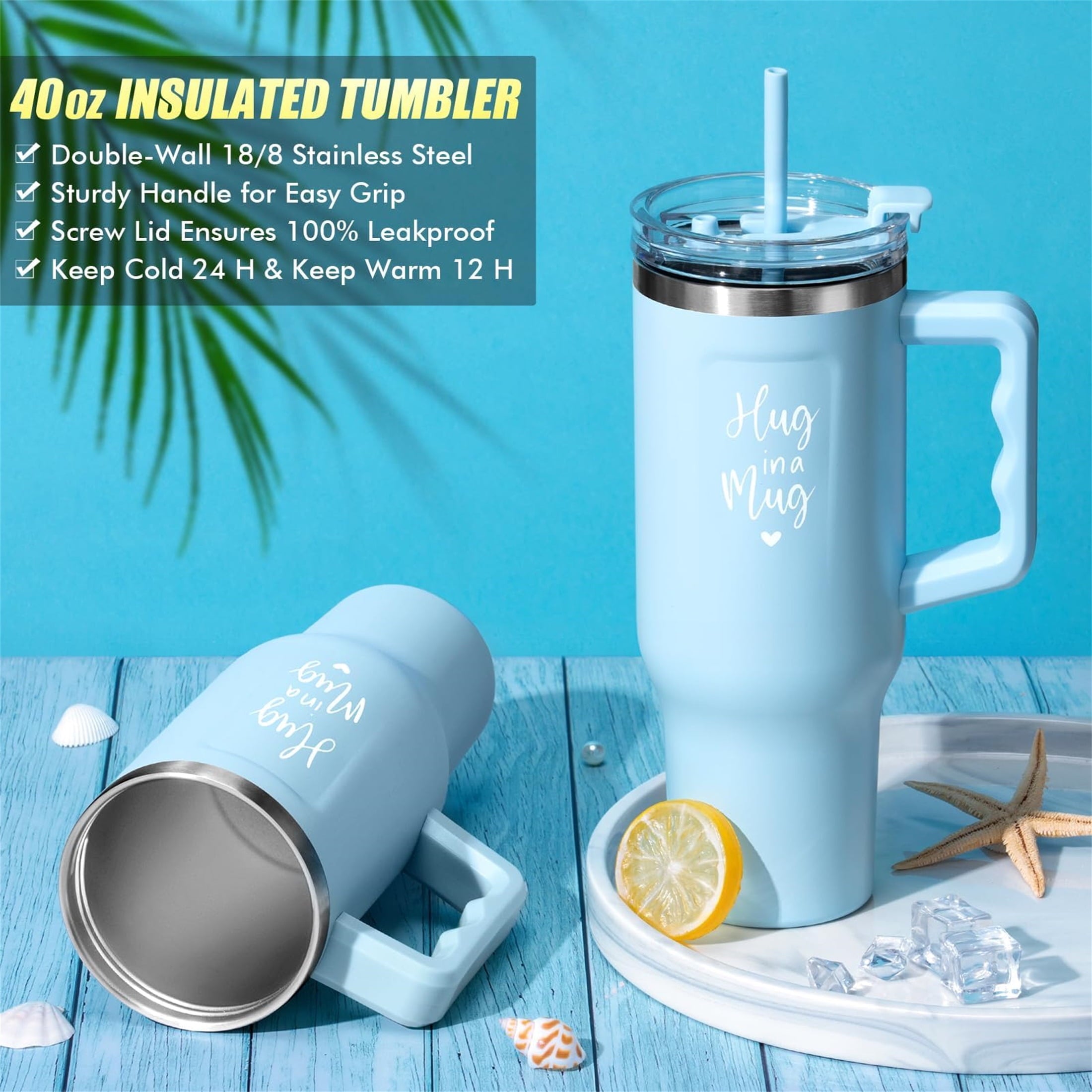 Birthday Gifts for Women, Ocean Relaxing Spa Gifts Basket Care Package w/ Flannel Blanket 40 OZ Tumbler, Presents for Mother's Day, Wife, Girlfriend, Sister, Christmas, and Valentine's Day Gift